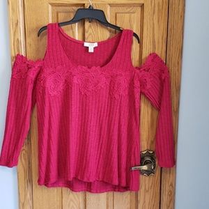 NWT Maroon Cold Shoulder top Sz XL
